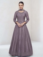 Dusty Purple Premium Silk Anarkali Gown